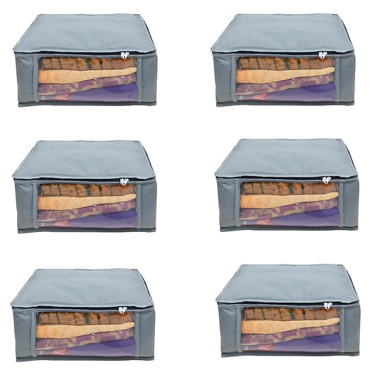 Premium Grey Saree Covers with Zip - Set of 6: Organize and Protect Your Sarees with Style!