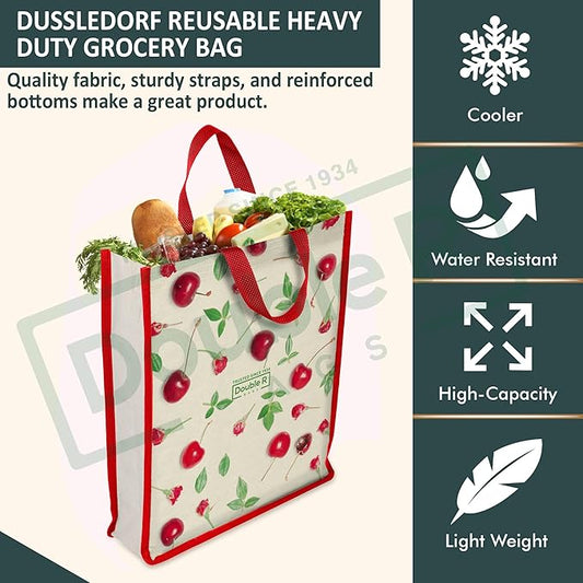 DOUBLE R BAGS Big Eco Cotton Canvas Shopping Bags For Carry Milk Grocery Fruits Vegetable With Reinforced Handles Jhola Bag - Kitchen Essential