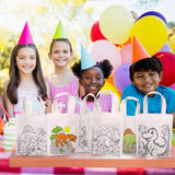 Double R Bags 24 Pcs Dinosaur Party Gift Bag for Boys - Dino Party Supplies | Color Your Own Bag