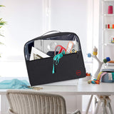 Sewing Machine Cloth Cover with Top Handle and Pockets - Heavy Duty Dust Cover for Most Standard Silai Singer Usha Jack Juki Brother Machines - Stitching Tailoring Silai Machine - Black