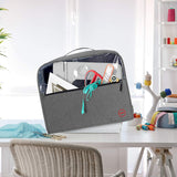 Sewing Machine Cloth Cover with Top Handle and Pockets - Heavy Duty Dust Cover for Most Standard Silai Singer Usha Jack Juki Brother Machines - Stitching Tailoring Silai Machine - Grey