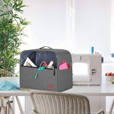 Sewing Machine Cloth Cover with Top Handle and Pockets - Heavy Duty Dust Cover for Most Standard Silai Singer Usha Jack Juki Brother Machines - Stitching Tailoring Silai Machine - Grey