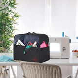 Sewing Machine Cloth Cover with Top Handle and Pockets - Heavy Duty Dust Cover for Most Standard Silai Singer Usha Jack Juki Brother Machines - Stitching Tailoring Silai Machine - Black