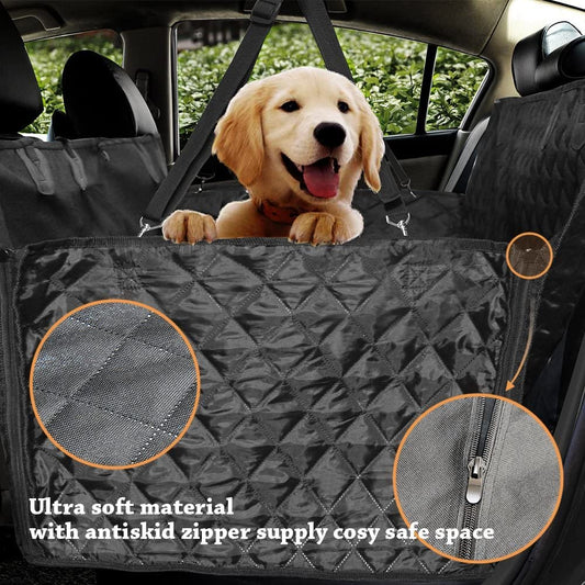 DOUBLE R BAGS Polyester Dog Car Seat Covers with Side Flap Pet Backseat Cover for Cars, Sedan and Suv'S - Waterproof Hammock Diamond Pattern Dog Seat Cover Black Large