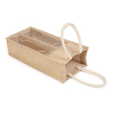 DOUBLE R BAGS Eco-Friendly Jute Water Bottle Carry Bag: Dual Compartment Design, Reusable and Sustainable for Gifting Purpose. (Pack of 4)