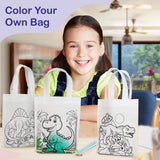Double R Bags 24 Pcs Dinosaur Party Gift Bag for Boys - Dino Party Supplies | Color Your Own Bag