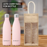 DOUBLE R BAGS Eco-Friendly Jute Water Bottle Carry Bag: Dual Compartment Design, Reusable and Sustainable for Gifting Purpose. (Pack of 4)