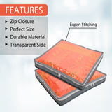 Double R Bags Set of 6 Foldable Saree Covers and Clothes Storage Bags with Transparent Top and Zippered Closure (Grey)