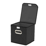 DOUBLE R BAGS Foldable Storage Bins Cube With Lid for Closet Organizer Small Black - Double R Bags
