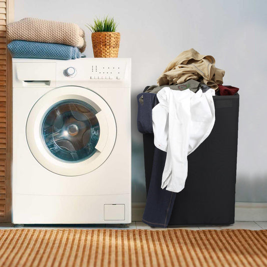 Double R Bags 72 L Foldable Laundry Basket With Lid Bag Hamper for Clothes Cum Collapsible Kids Room Toy Storage Organizer for Kids Room Large (Black) - Double R Bags