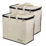 DOUBLE R BAGS Canvas Bag with Cotton Handles and Covers Zip Bags Pack Of 2 (Black)