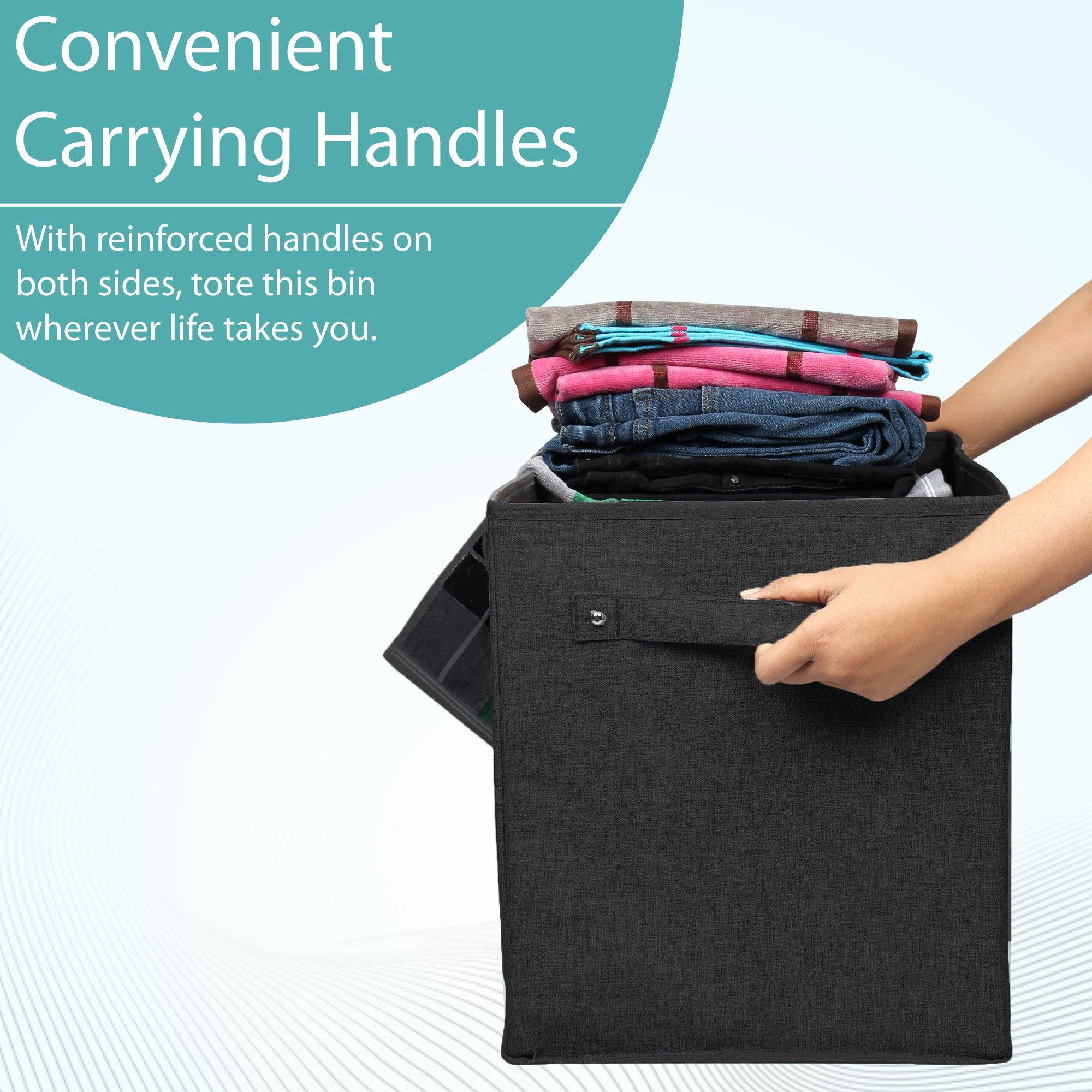 Double R Bags Collapsible Laundry Cum Toy Storage Basket Bin Hamper Box With Lid For Clothes Organizer Unit Size For Boys And Girls Room (Black) - Double R Bags