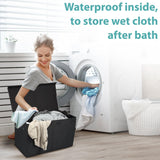 Double R Bags Collapsible Laundry Cum Toy Storage Basket Bin Hamper Box With Lid For Clothes Organizer Unit Size For Boys And Girls Room (Black) - Double R Bags