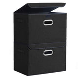 DOUBLE R BAGS Collapsible Storage Box with Lids Covers Large 2 Pack (Black) - Double R Bags