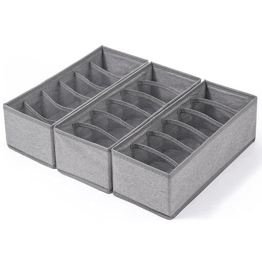Sock Underwear Drawer Organizer Dividers, Collapsible Cabinet Closet Storage Boxes Set of 3