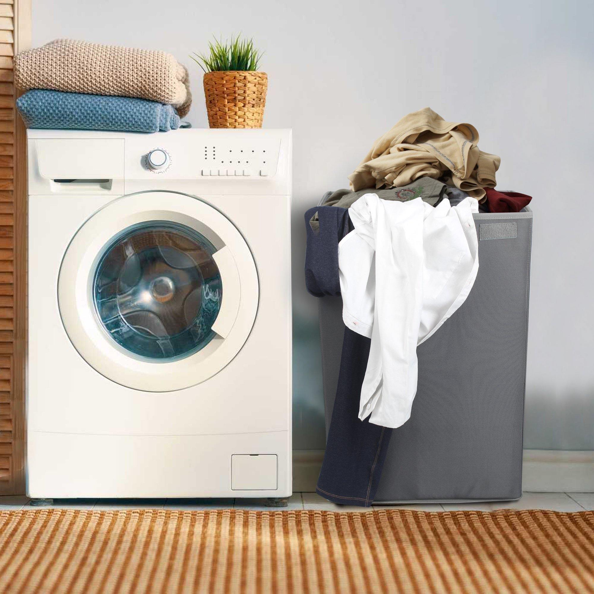 Double R Bags 72 L Foldable Laundry Basket With Lid Bag Hamper for Clothes Cum Collapsible Kids Room Toy Storage Organizer for Kids Room Large (Black) (Grey) - Double R Bags