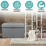 Double R Bags Collapsible Laundry Cum Toy Storage Basket Bin Hamper Box With Lid For Clothes Organizer Unit Size For Boys And Girls Room (Grey) - Double R Bags