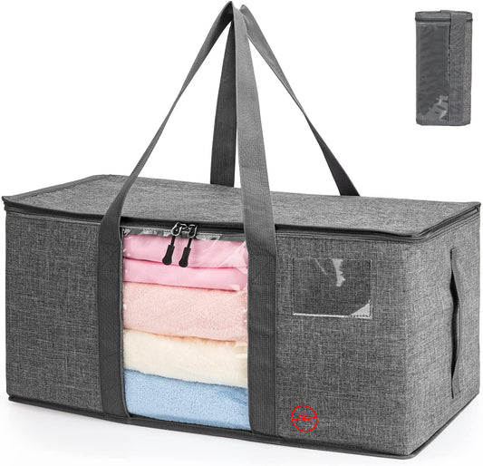 Large Storage Bags Organizer for Clothing Blanket Bedding Books Document Toy Storage Heavy Duty With Zippers Clear Window