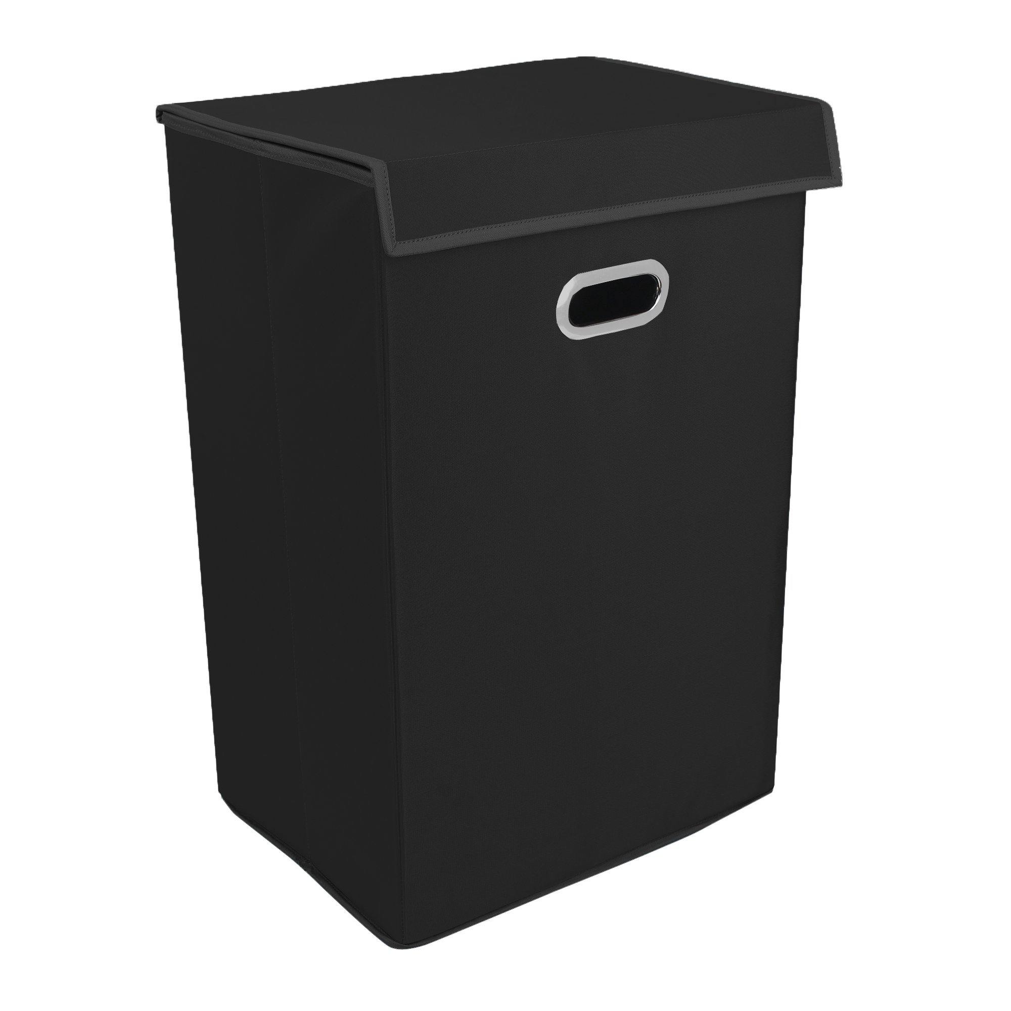 Double R Bags 72 L Foldable Laundry Basket With Lid Bag Hamper for Clothes Cum Collapsible Kids Room Toy Storage Organizer for Kids Room Large (Black) - Double R Bags