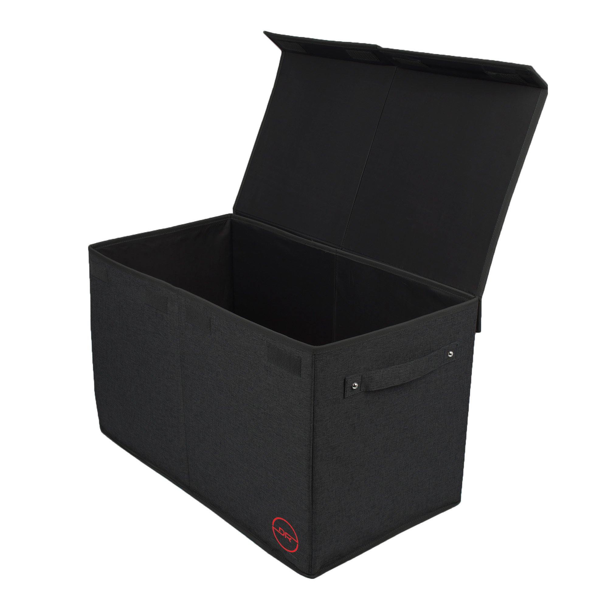 Double R Bags Collapsible Laundry Cum Toy Storage Basket Bin Hamper Box With Lid For Clothes Organizer Unit Size For Boys And Girls Room (Black) - Double R Bags