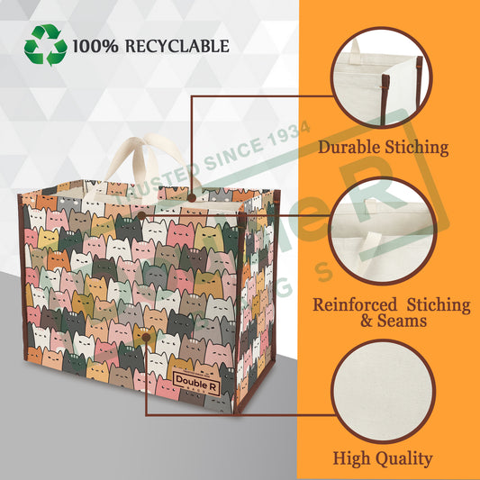 Cotton Canvas Grocery Shopping Bags for Carry Milk Fruits Vegetable with Reinforced Handles Pack of 3