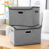 DOUBLE R BAGS Collapsible Storage Box with Lids Covers Large 2 Pack (Grey) - Double R Bags