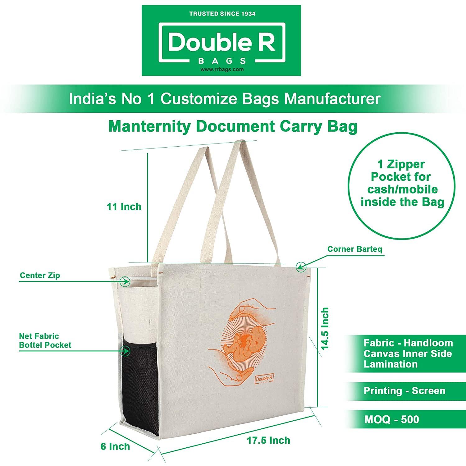 DOUBLE R BAGS Women's Canvas Shoulder Carry First Maternity/Diaper Bags - Double R Bags