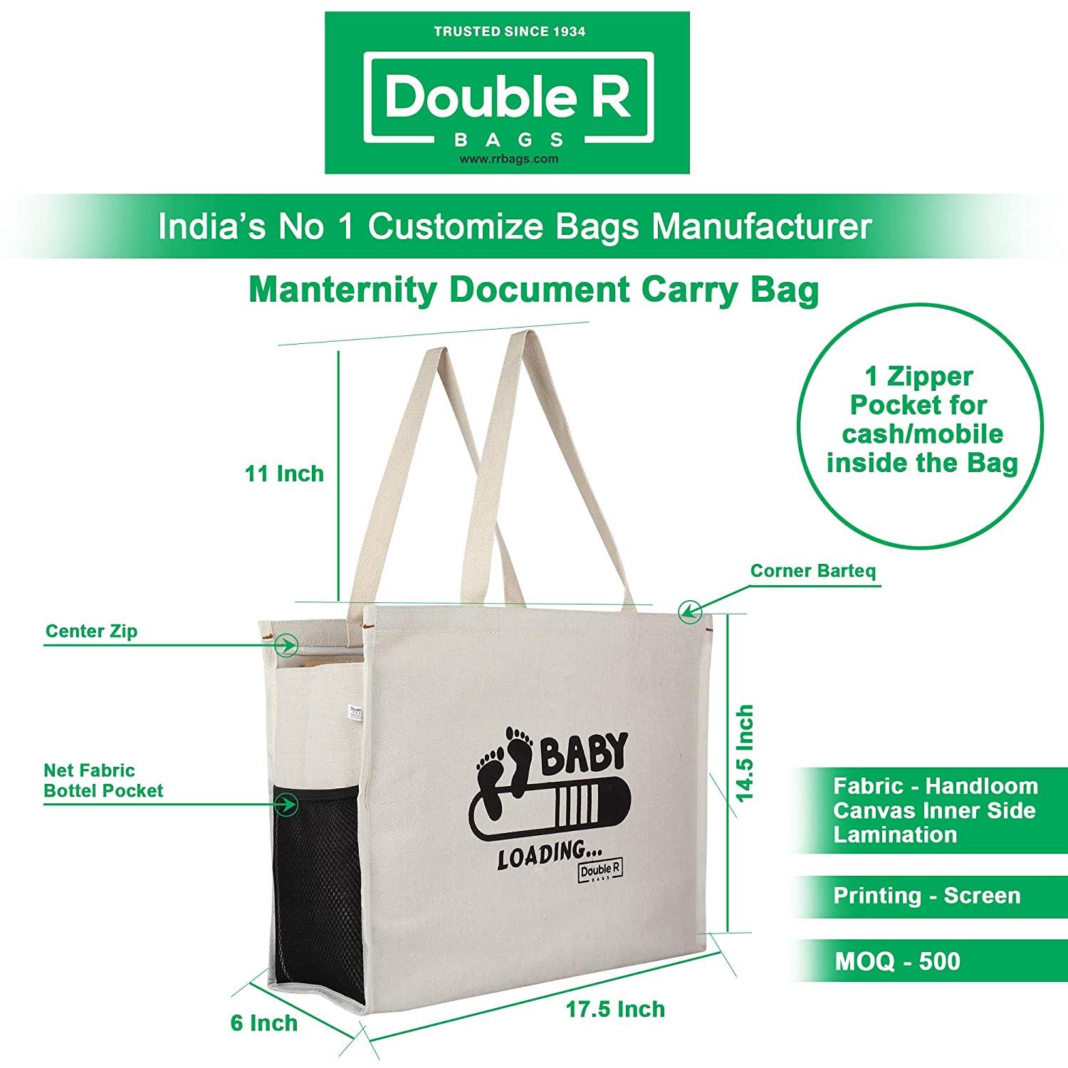 Double r Bags First Maternity/Diaper Bags Canvas Shoulder Carry Bag for Pregnant Women - Double R Bags