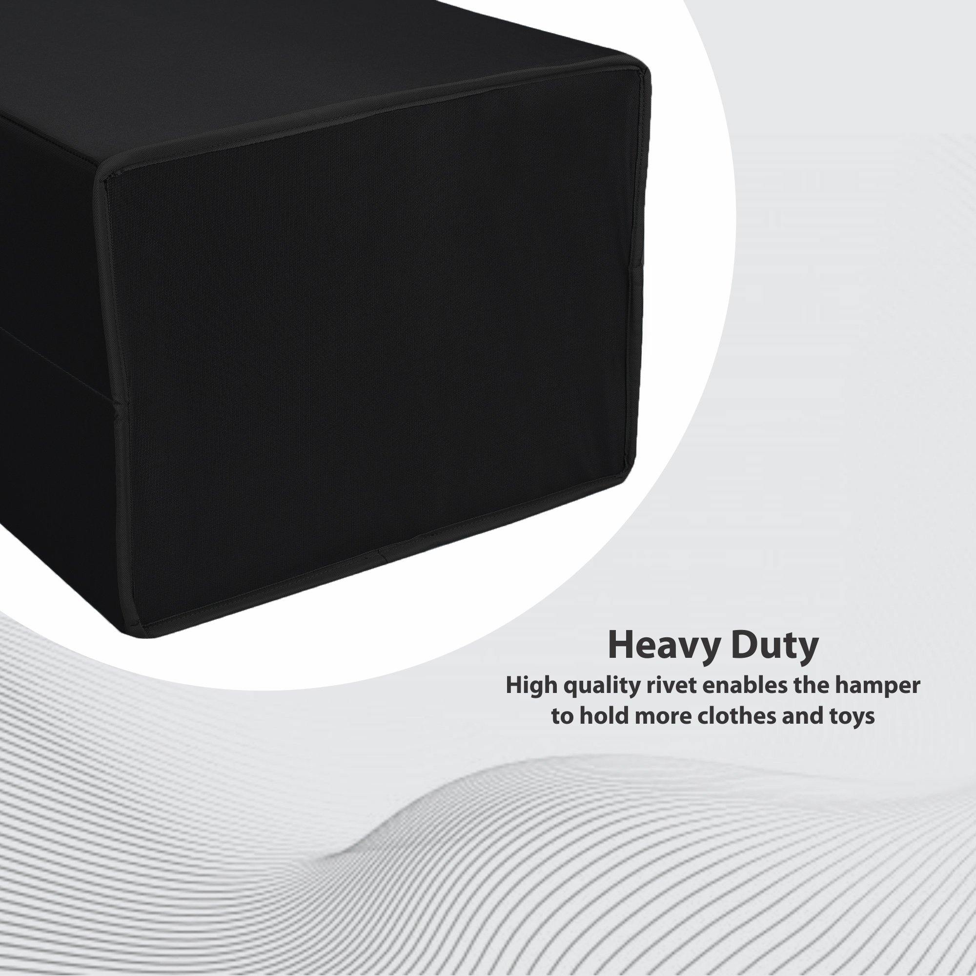 Double R Bags 72 L Foldable Laundry Basket With Lid Bag Hamper for Clothes Cum Collapsible Kids Room Toy Storage Organizer for Kids Room Large (Black) - Double R Bags