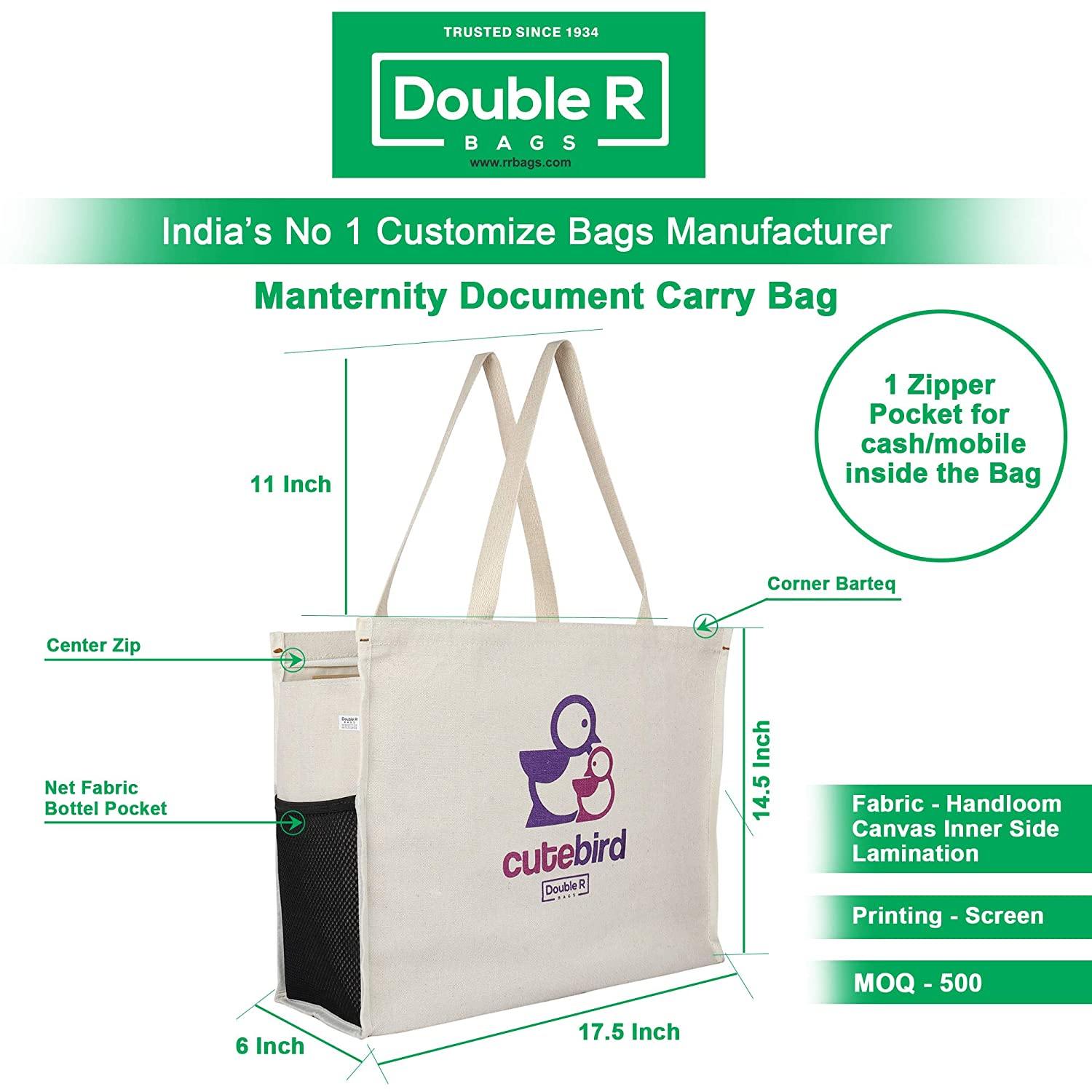 DOUBLE R BAGS Women's Canvas First Shoulder Carry Maternity/Diaper Bags - Double R Bags