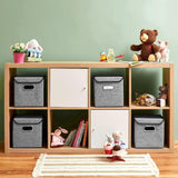 DOUBLE R BAGS Foldable Storage Bins Cube With Lid for Closet Organizer Small Grey - Double R Bags