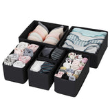 DOUBLE R BAGS No Smell Foldable Cloth Storage Cube with Drawers for Underwear Bras Socks Ties Scarves Set of 6 (Black) - Double R Bags