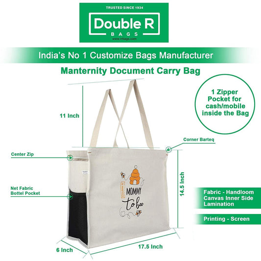DOUBLE R BAGS First Maternity/Diaper Bags Canvas Shoulder Carry Bag for Pregnant Women - Double R Bags