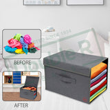 Polyester Fabric Foldable Cloth Storage Wardrobe Organizer with Cover Lid For T-shirts , Shirts and Clothes Pack of 1