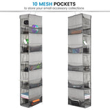 Double R Bags Hanging Shoe Organizer for Closet with Side Mesh Pockets 10 Shelf Pack Of 1 Grey - Double R Bags