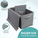 Double R Bags Collapsible Laundry Cum Toy Storage Basket Bin Hamper Box With Lid For Clothes Organizer Unit Size For Boys And Girls Room (Grey) - Double R Bags