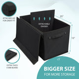 Double R Bags Collapsible Laundry Cum Toy Storage Basket Bin Hamper Box With Lid For Clothes Organizer Unit Size For Boys And Girls Room (Black) - Double R Bags