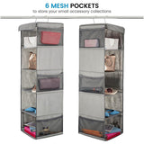 Hanging Closet Organizer With 6 Mesh Pockets Grey