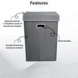 Double R Bags 72 L Foldable Laundry Basket With Lid Bag Hamper for Clothes Cum Collapsible Kids Room Toy Storage Organizer for Kids Room Large (Black) (Grey) - Double R Bags