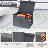 Polyester Fabric Foldable Cloth Storage Wardrobe Organizer with Cover Lid For T-shirts , Shirts and Clothes Pack of 1