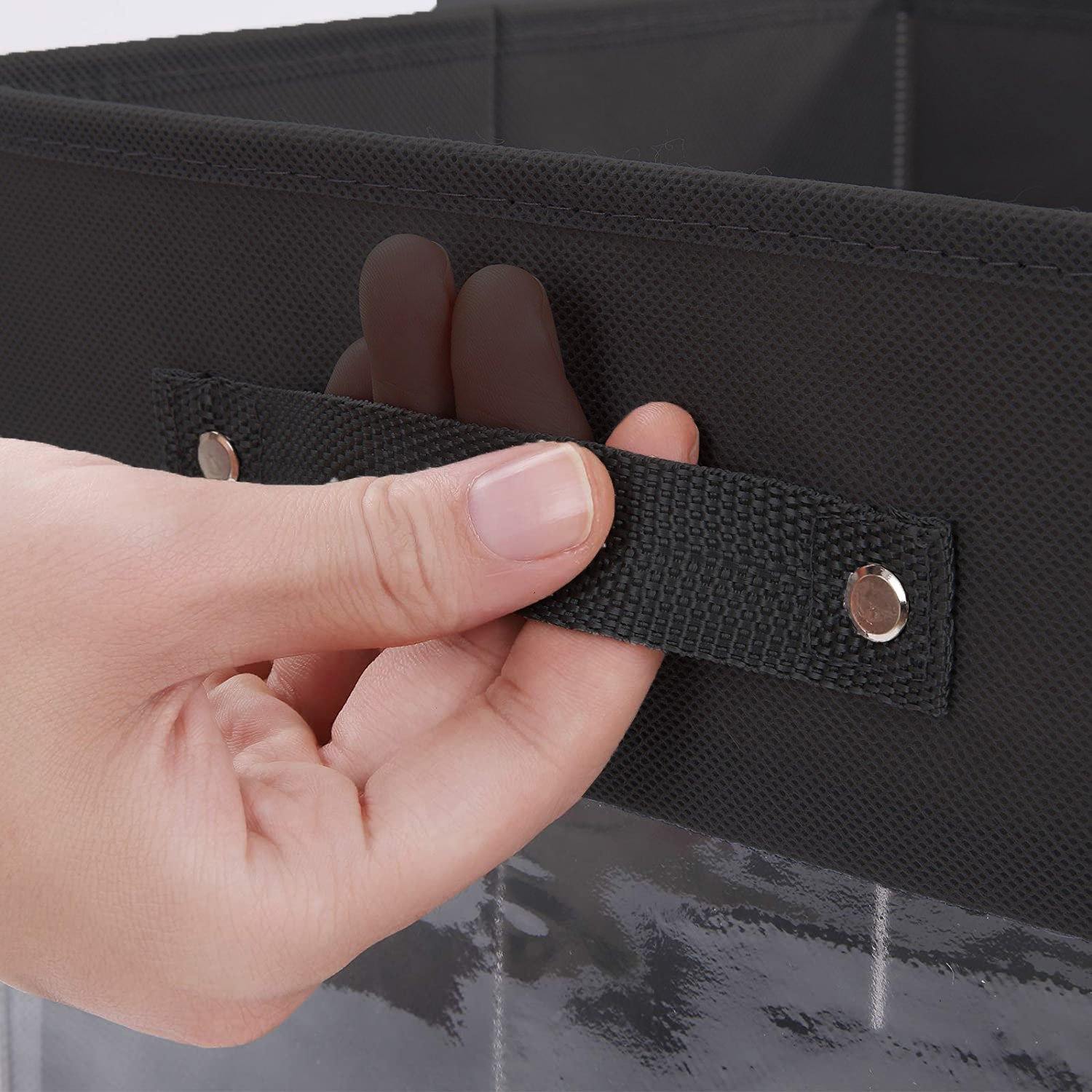 DOUBLE R BAGS Storage Cube Bins Clear Window for kids toys Office Closet Shelf (Black) - Double R Bags