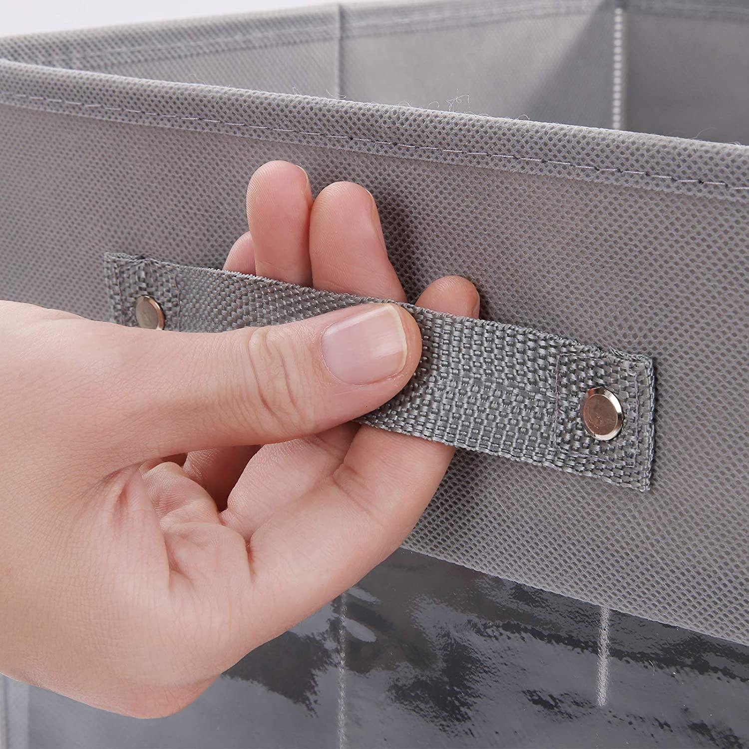 DOUBLE R BAGS Storage Cube Bins Clear Window for kids toys Office Closet Shelf (Grey) - Double R Bags