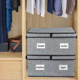 Decorative Fabric Storage Boxes with Lid (Grey, Pack Of 2 Large)