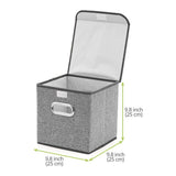 DOUBLE R BAGS Foldable Storage Bins Cube With Lid for Closet Organizer Small Grey - Double R Bags