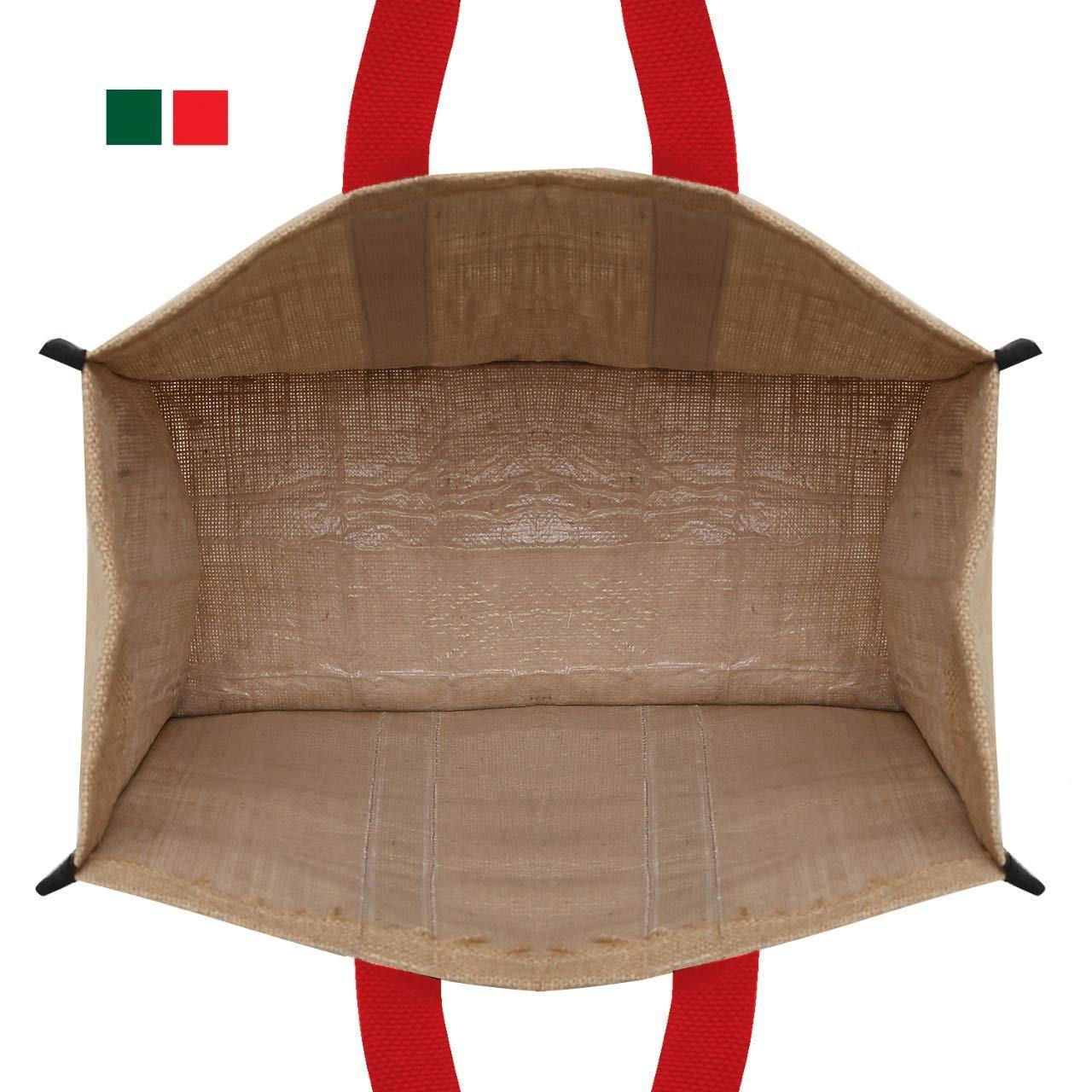 DOUBLE R BAGS Reusable Laminated Jute Grocery Shopping Bag - Double R Bags