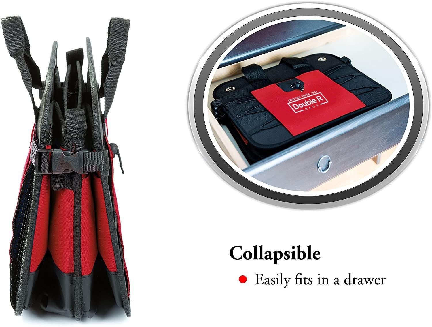Double R Bags Multi Compartments Collapsible Portable Car Boot Organizer Red - Double R Bags
