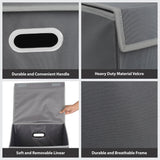 Double R Bags 72 L Foldable Laundry Basket With Lid Bag Hamper for Clothes Cum Collapsible Kids Room Toy Storage Organizer for Kids Room Large (Black) (Grey) - Double R Bags