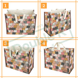 Cotton Canvas Grocery Shopping Bags for Carry Milk Fruits Vegetable with Reinforced Handles Pack of 3