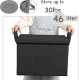 DOUBLE R BAGS Large-Capacity Foldable Storage Bin Box with Lid Cover and Handle (Black)(Strg-4B1) - Double R Bags