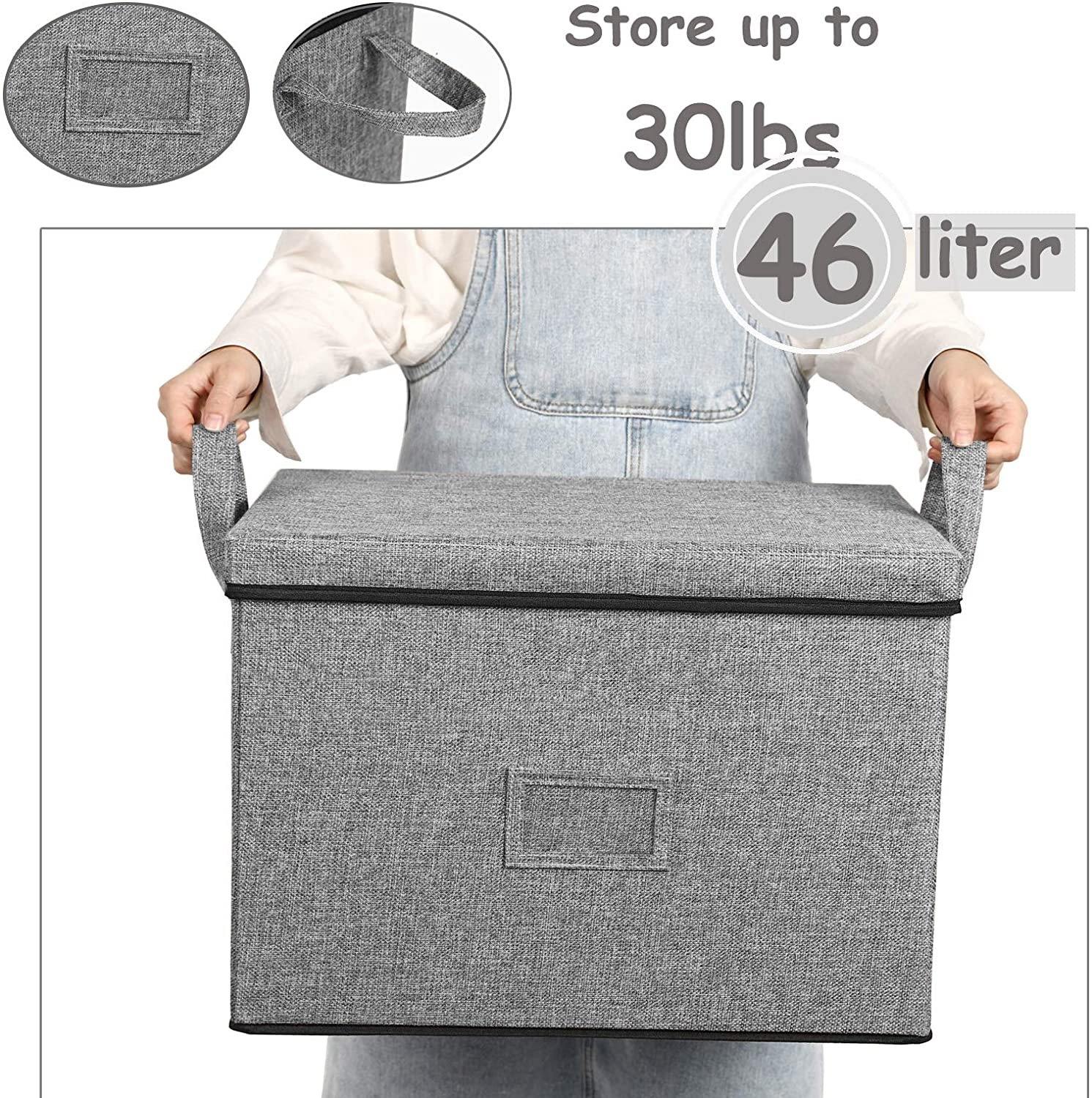 DOUBLE R BAGS Large-Capacity Foldable Storage Bin Box with Lid Cover and Handle (Grey)(Strg-4G1) - Double R Bags